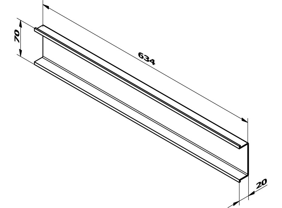 Sapho CHANEL dekoračná lišta medzi zásuvkami 634x70x20 mm, zlato mat DT702