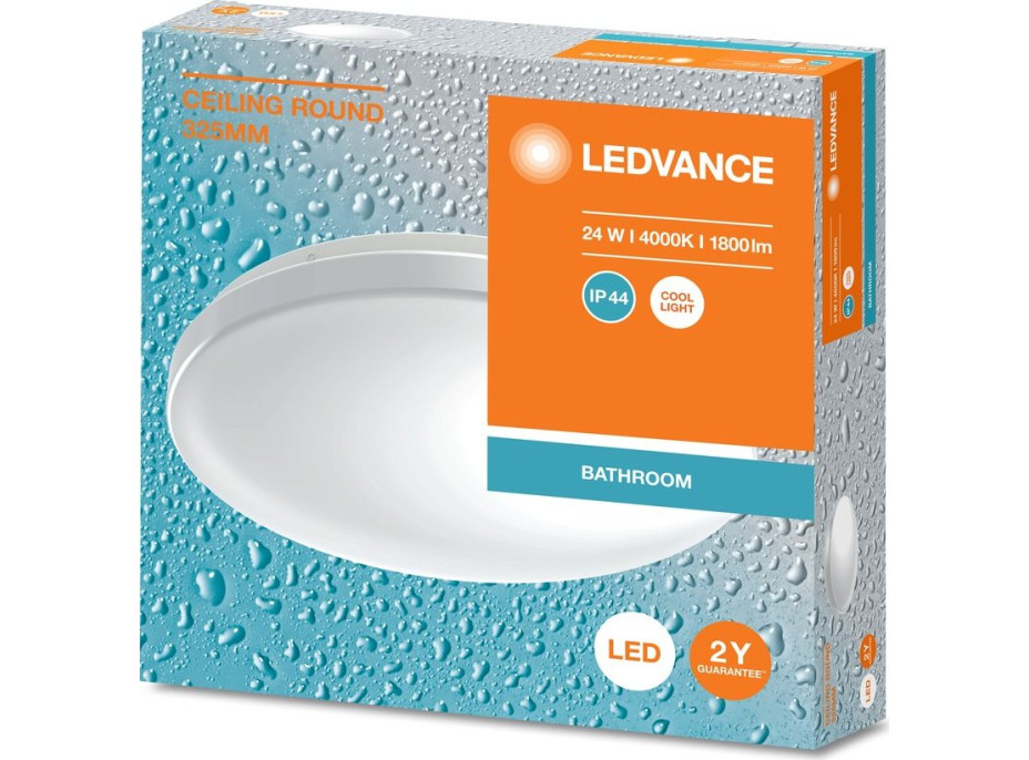 LEDVANCE Kúpeľňové stropné svietidlo, priemer 325mm, 1800lm, 24W, 4000K, IP44 AC464830055