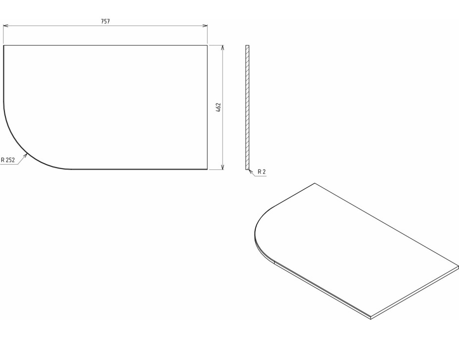 Sapho PULSE doska Rockstone 755x12x455mm, pravá, biela mat BM760-0101