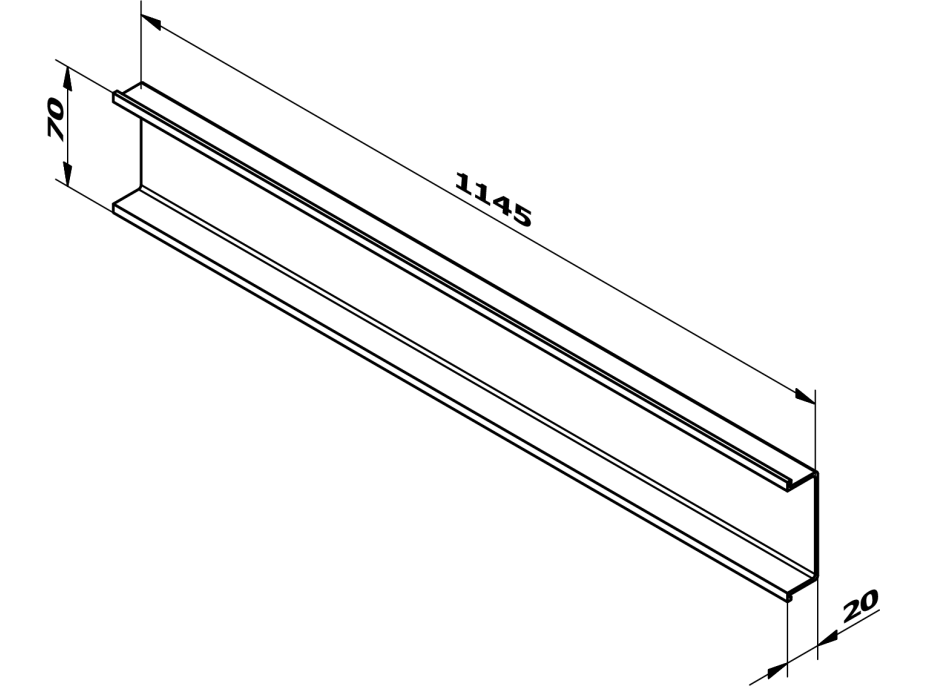 Sapho CHANEL dekoračná lišta medzi zásuvkami 1145x70x20 mm, zlato mat DT122