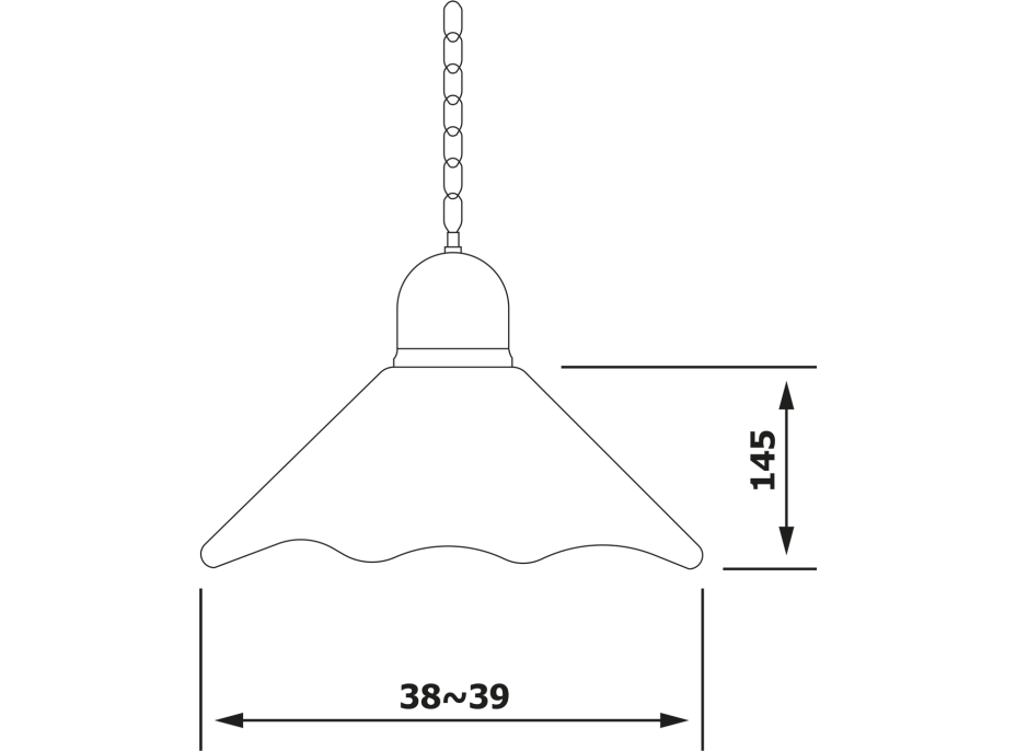 Sapho LAMPEDUSA závesné svietidlo E27, 60W, 230V, keramické tienidlo, mosadzná reťaz MC011C