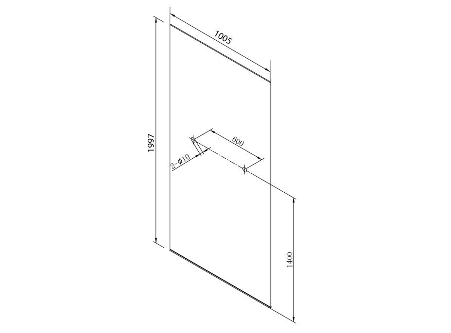 Polysan ARCHITEX LINE kalené číre sklo, 1005x1997x8mm, otvory pre poličku AL2236-D