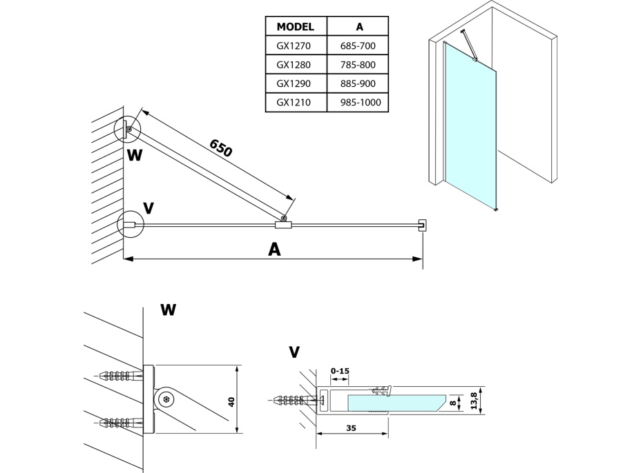 Gelco VARIO číre sklo 800x2000mm GX1280