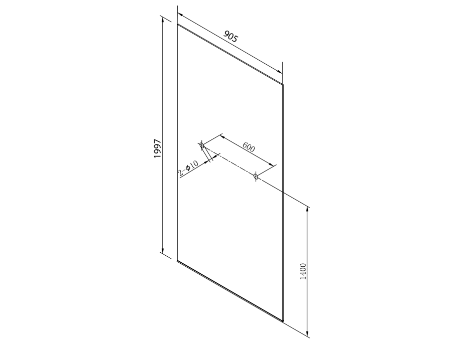 Polysan ARCHITEX LINE kalené číre sklo, 905x1997x8mm, otvory pre poličku AL2225-D