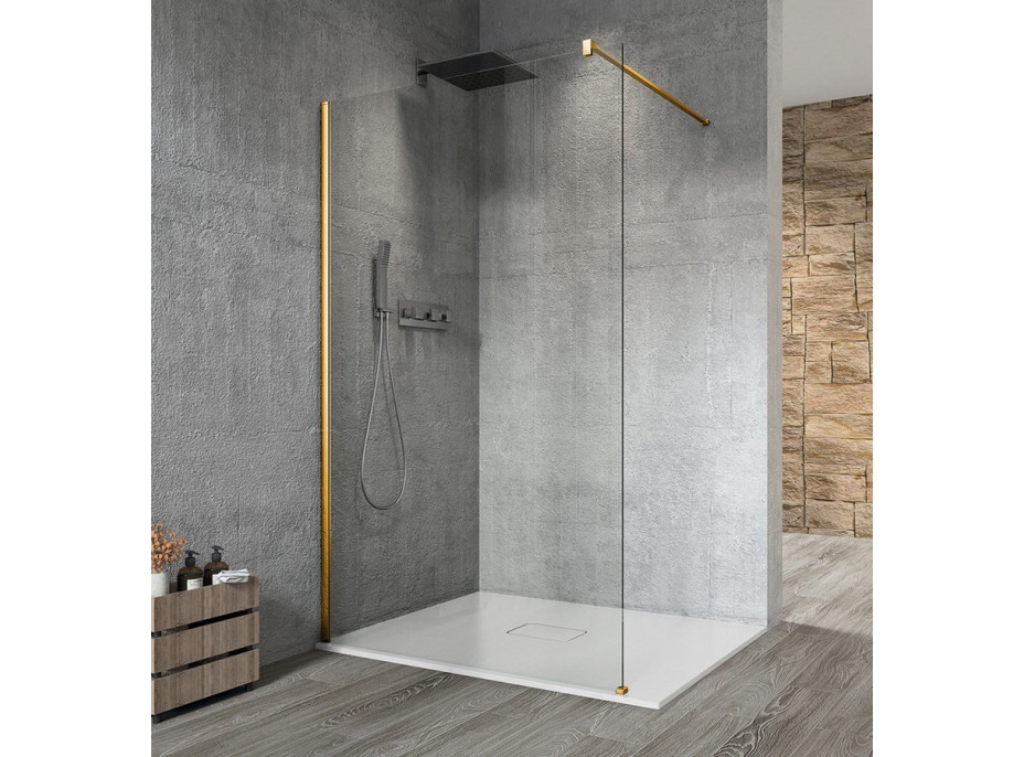 Gelco VARIO GOLD MATT jednodielna sprchová zástena na inštaláciu k stene, číre sklo, 700 mm GX1270-01