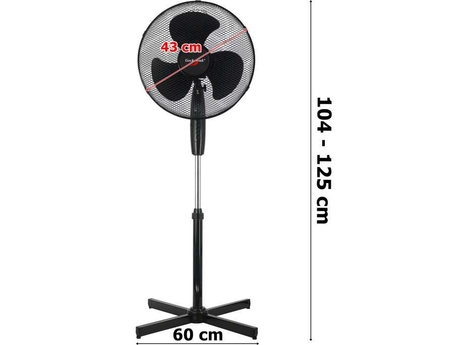 Stojanový ventilátor KÚD 125 cm - čierny