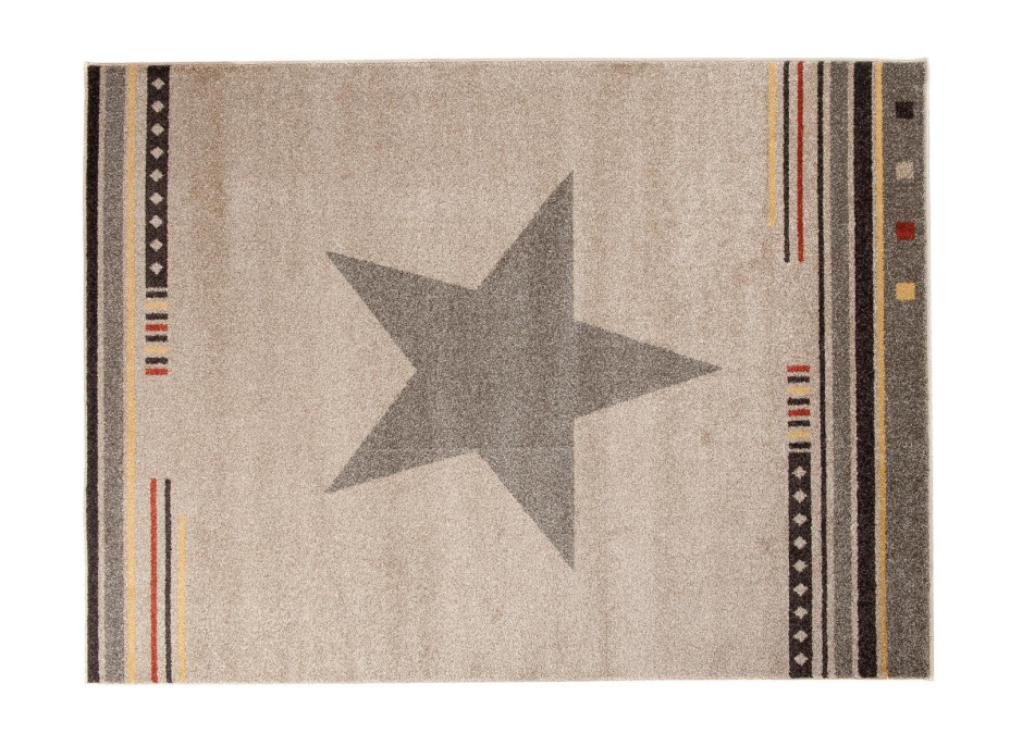Moderný kusový koberec MAROKO - CENTER STAR béžový L916B - 120x170 cm