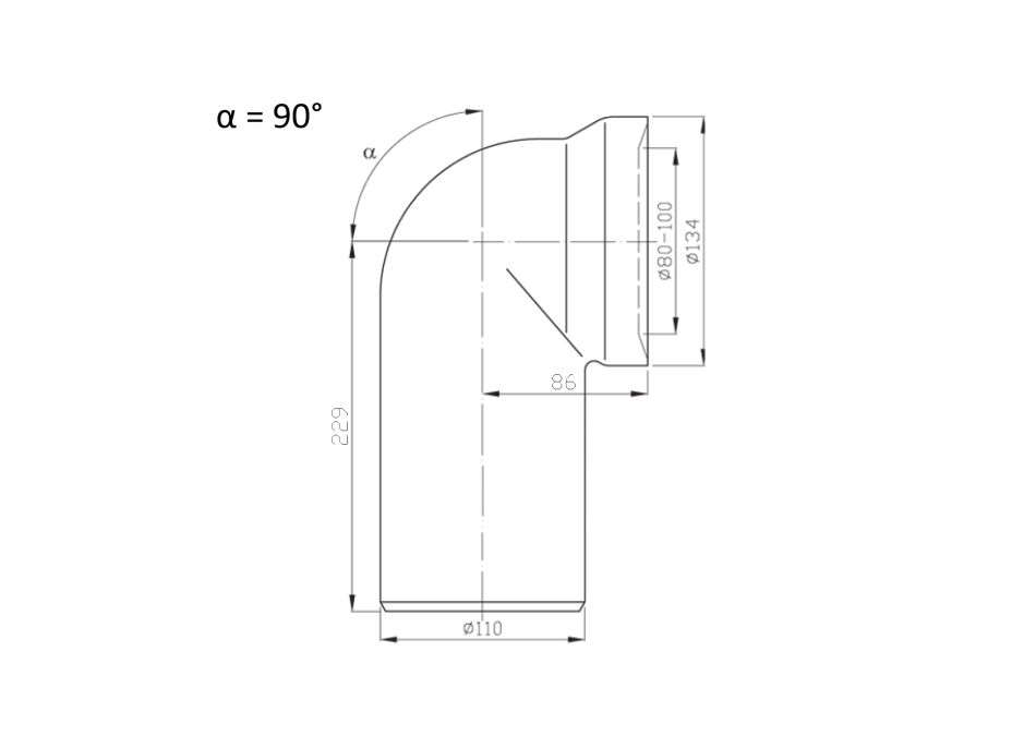 Bruckner Koleno 90 dopojenie k WC, 110mm 159.314.0