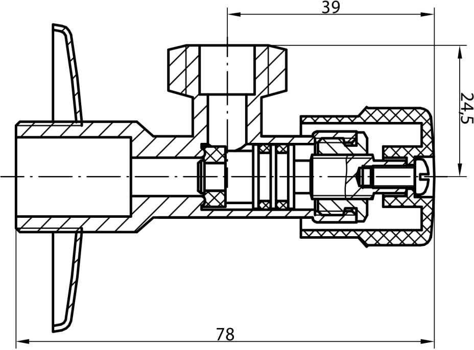 Aqualine MULTITURN rohový ventil 1/2"x3/8", pár, chróm 5316