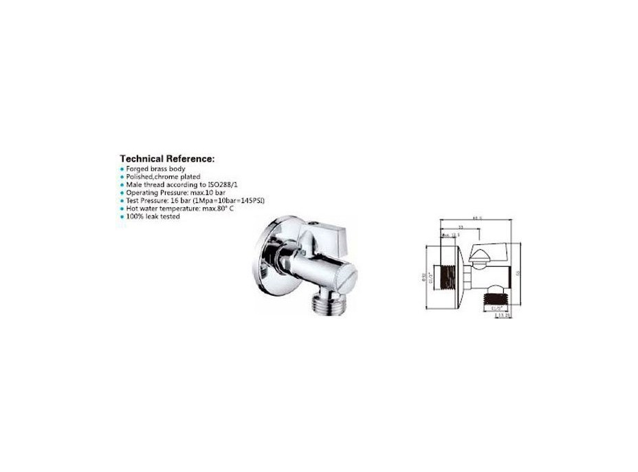 Aqualine Rohový guľový ventil 1/2"x3/8", s filtrom, pár, chróm 5312