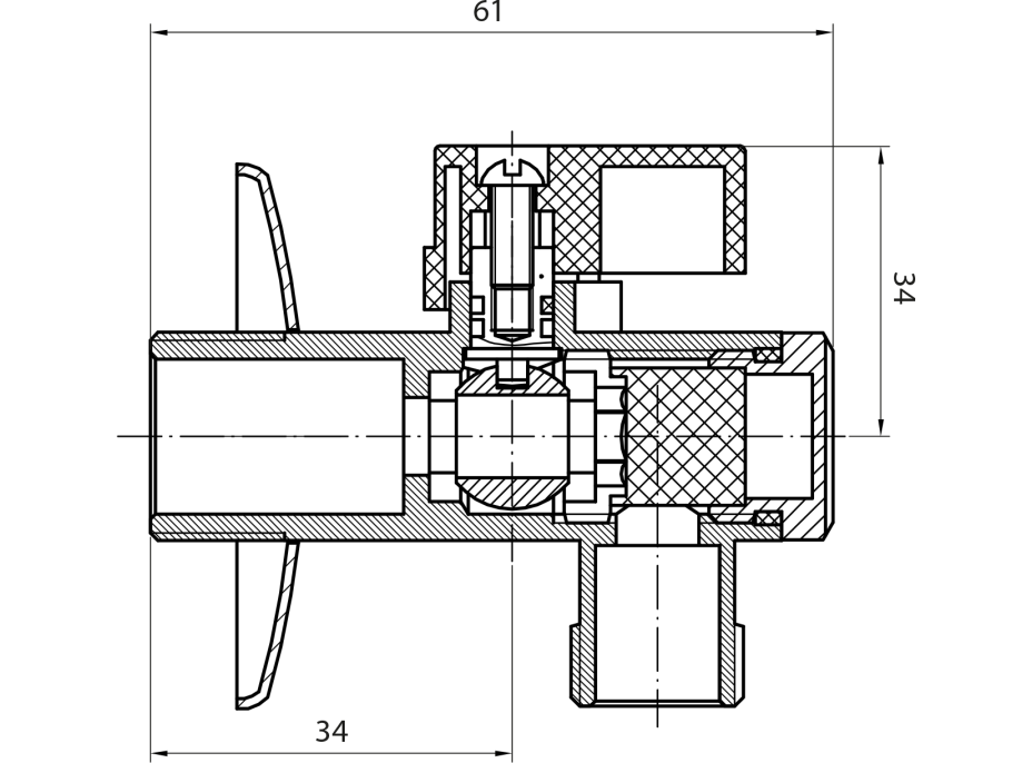 Aqualine Rohový guľový ventil 1/2"x3/8", s filtrom, pár, chróm 5312