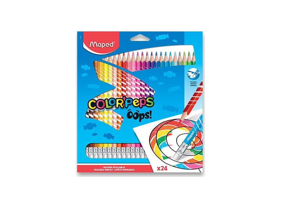 MAPED Pastelky trojboké Color&#39;Peps Oops s gumou 24 ks