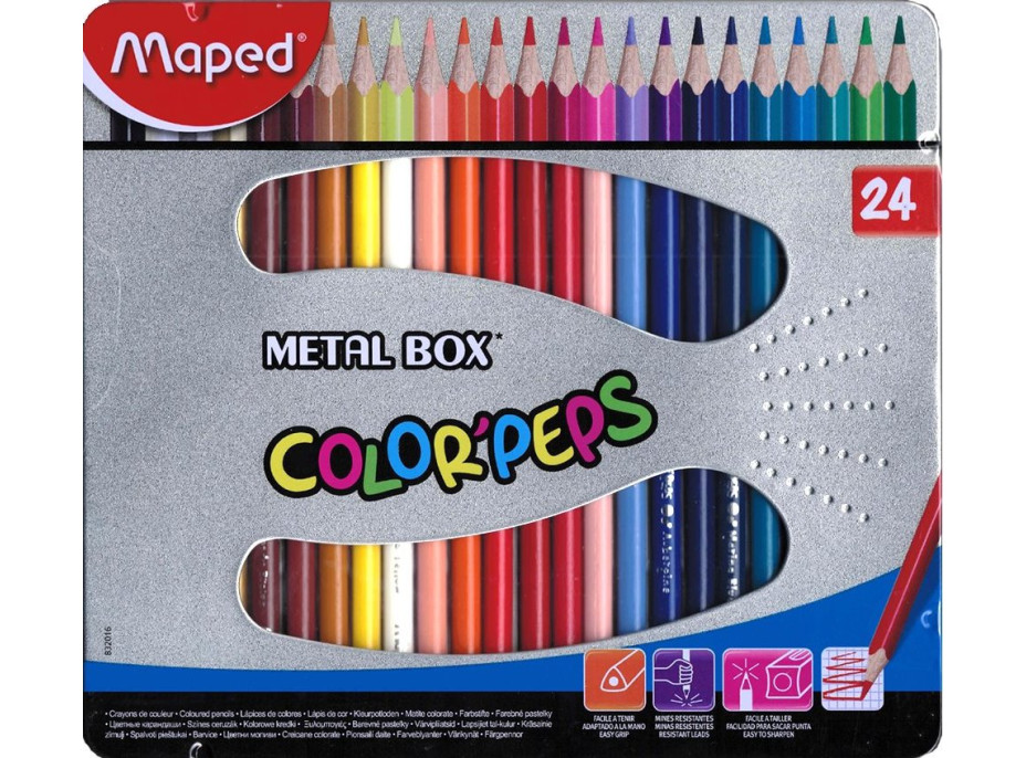 MAPED Pastelky trojhranné Color&#39;Peps 24ks v plechovej krabičke