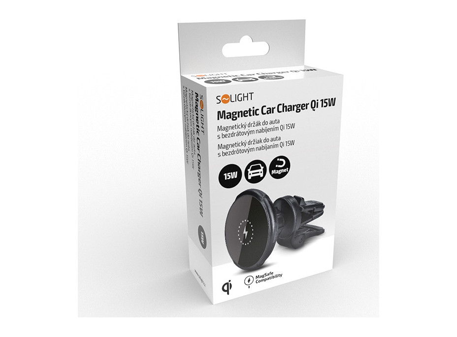Solight magnetický držiak MagSafe do auta s bezdrôtovým nabíjaním Qi 15W