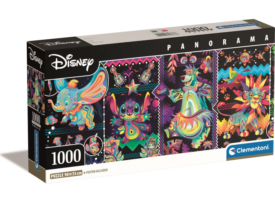 CLEMENTONI Panoramatické puzzle Disney: Radosť 1000 dielikov