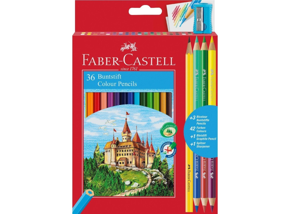 Faber-Castell Pastelky 36 ks + strúhadlo, ceruzka a duo pastelky