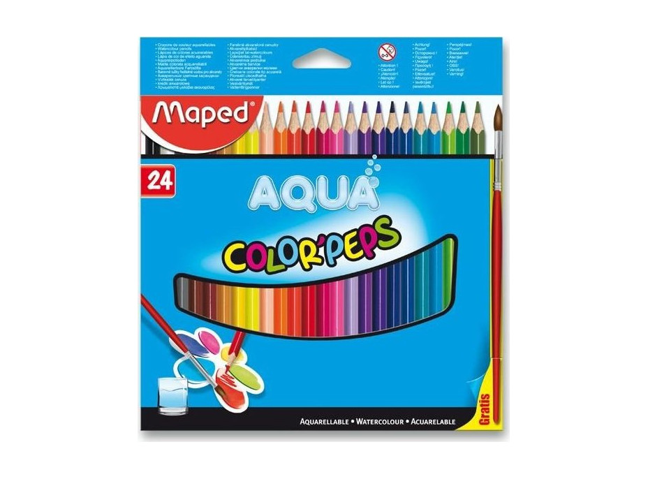 MAPED Trojhranné pastelky Aqua Color&#39;Peps 24 ks + štetec