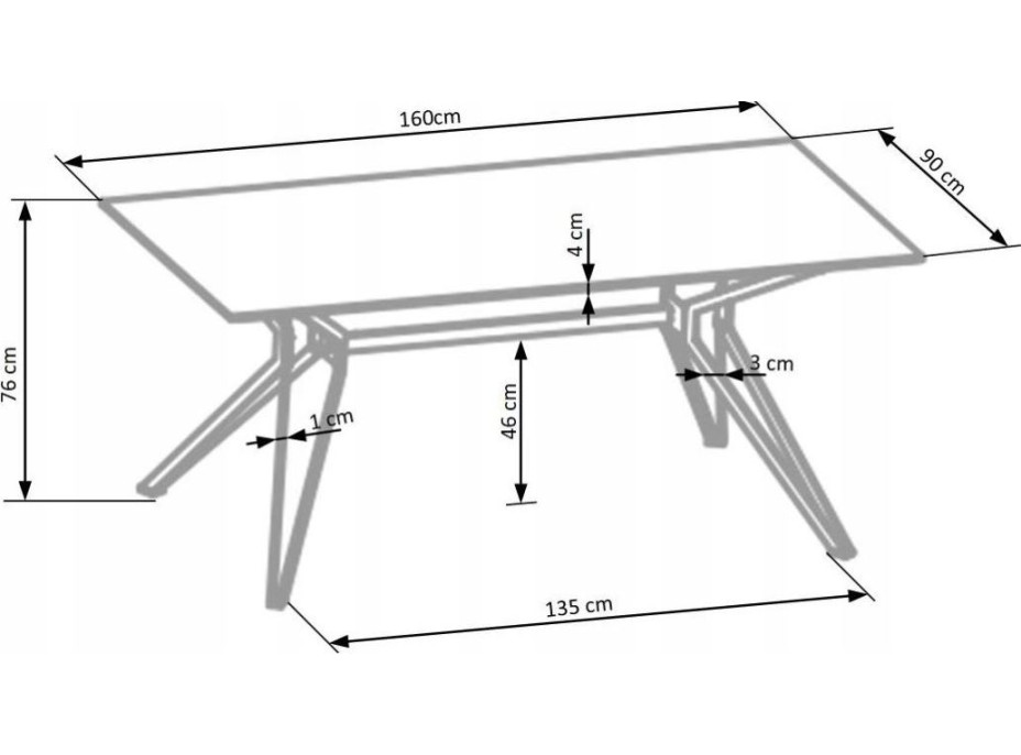 Jedálenský stôl PASCAL 160x90x76 cm - biely / čierny