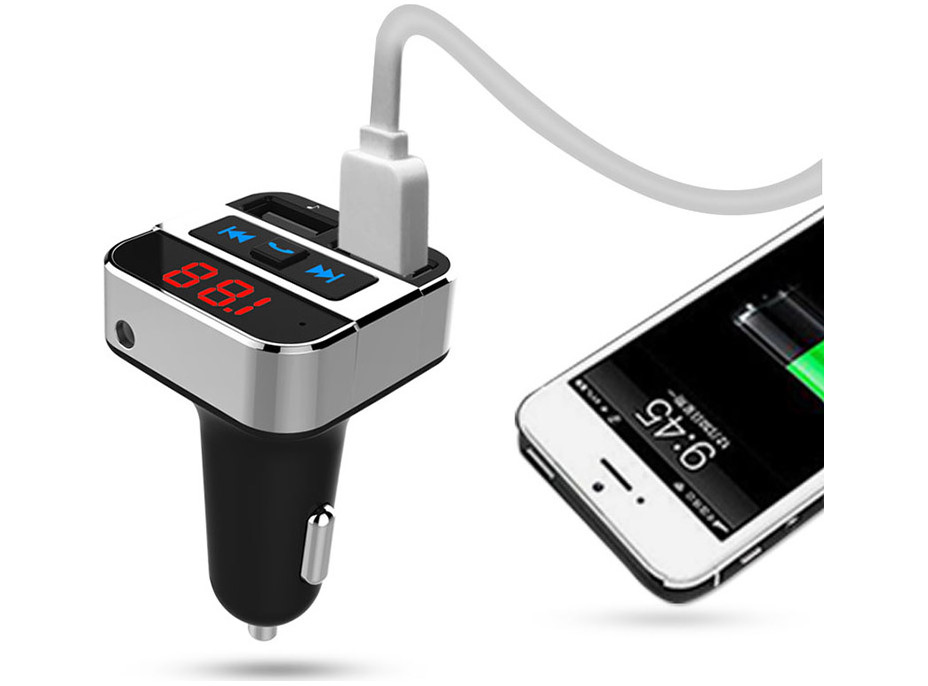 Solight FM transmitter s bluetooth pripojením do auta, 2x USB + handsfree