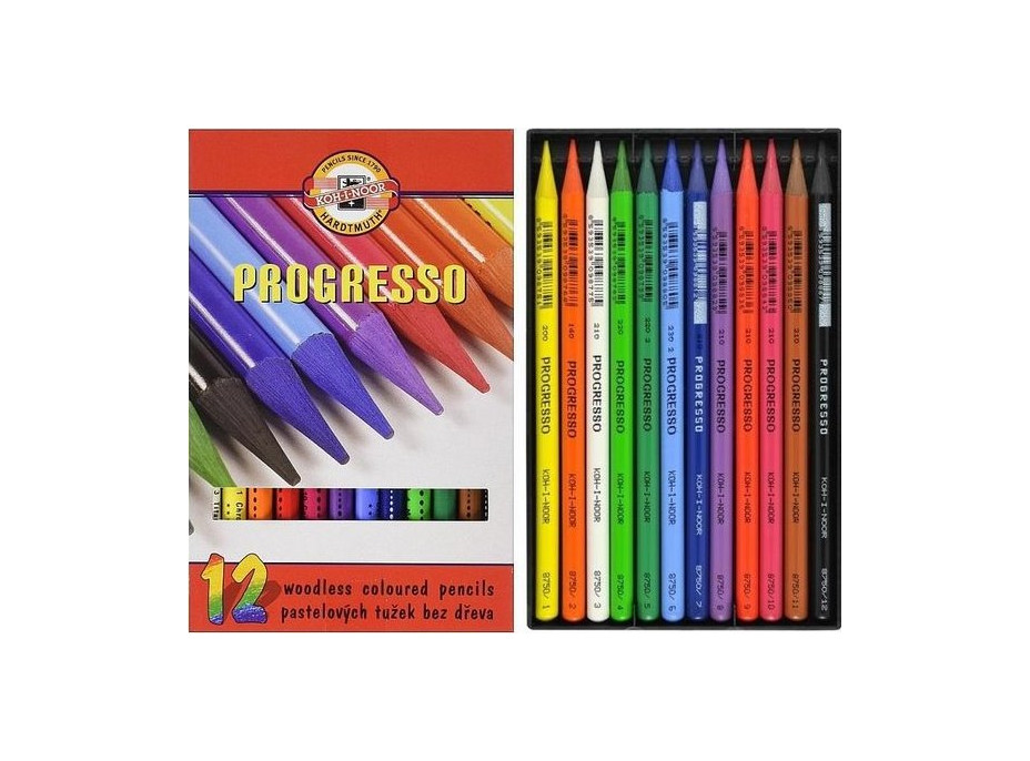 KOH-I-NOOR Pastelky v laku Progresso 12 ks