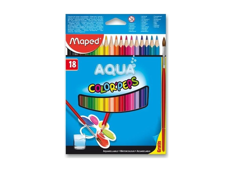 MAPED Trojhranné pastelky Aqua Color&#39;Peps 18 ks + štetec