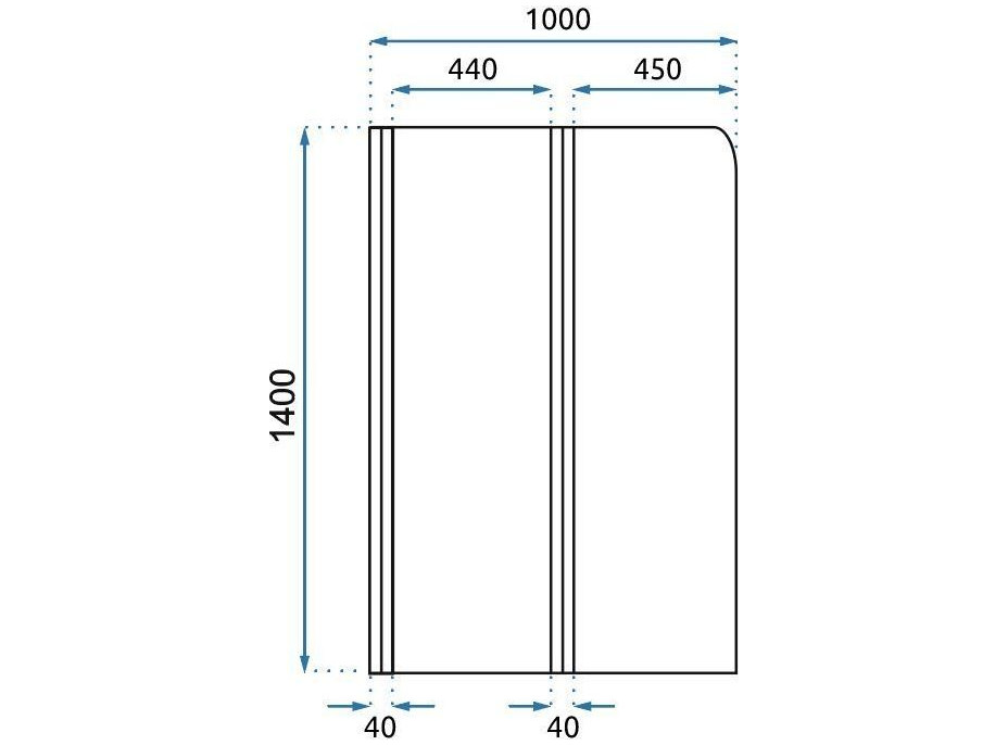 Vaňová zástena Rea AGAT 2 - 100x140 cm - brúsená zlatá