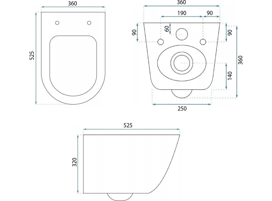 Závesné WC Rea EDDY TURBO TORNADO RIMLESS - biele