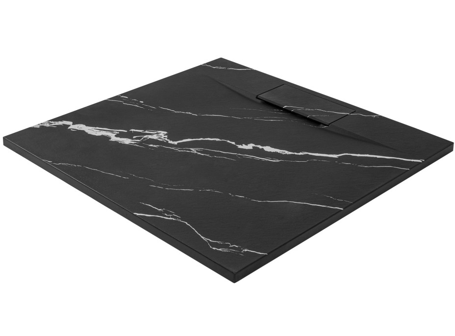 Sprchová SMC vanička REA Bazalt CARRARA BLACK 90x90 cm - imitácia kameňa - čierna