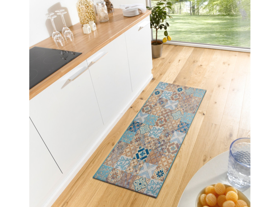 Behúň Cappuccino 105880 Mosaik Blue Multicolored