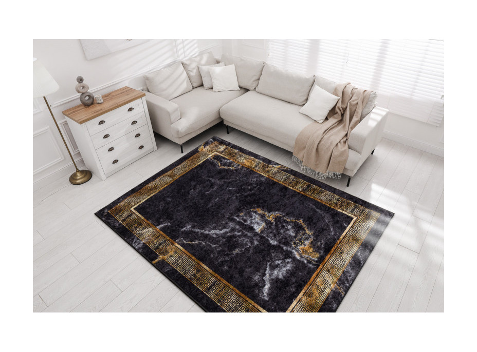 Kusový koberec Miro 51278.809 Marble black/gold