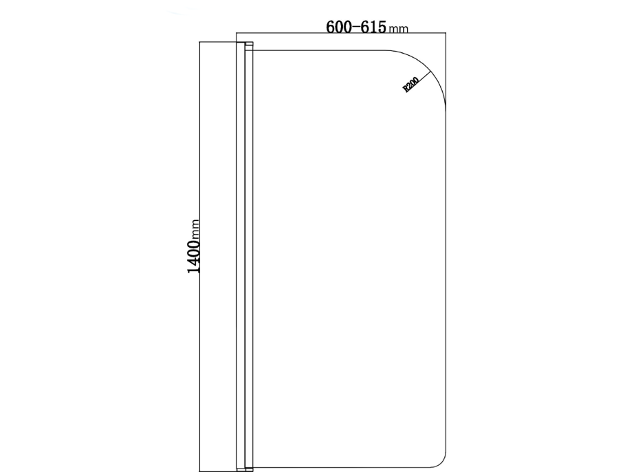 Aqualine VILMA vaňová zástena 600x1400mm, čierna, číre sklo AQ6014B