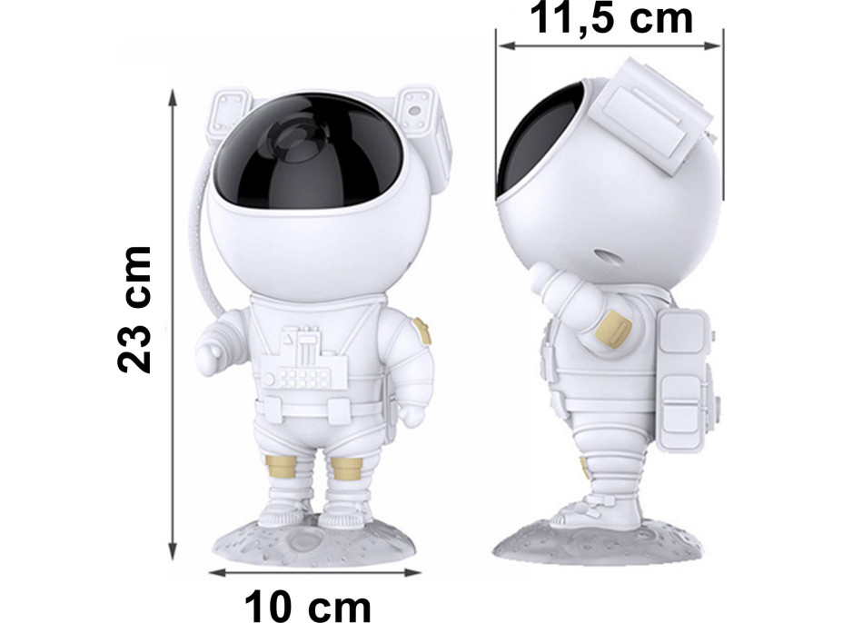 Nočná LED lampička/projektor s diaľkovým ovládačom ASTRONAUT - biely