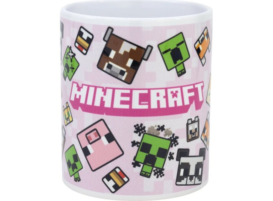 STOR Hrnček keramický 325ml Minecraft ružový