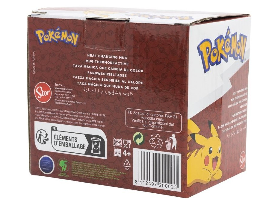 STOR Hrnček keramický meniaci farbu 325 ml Pokémon