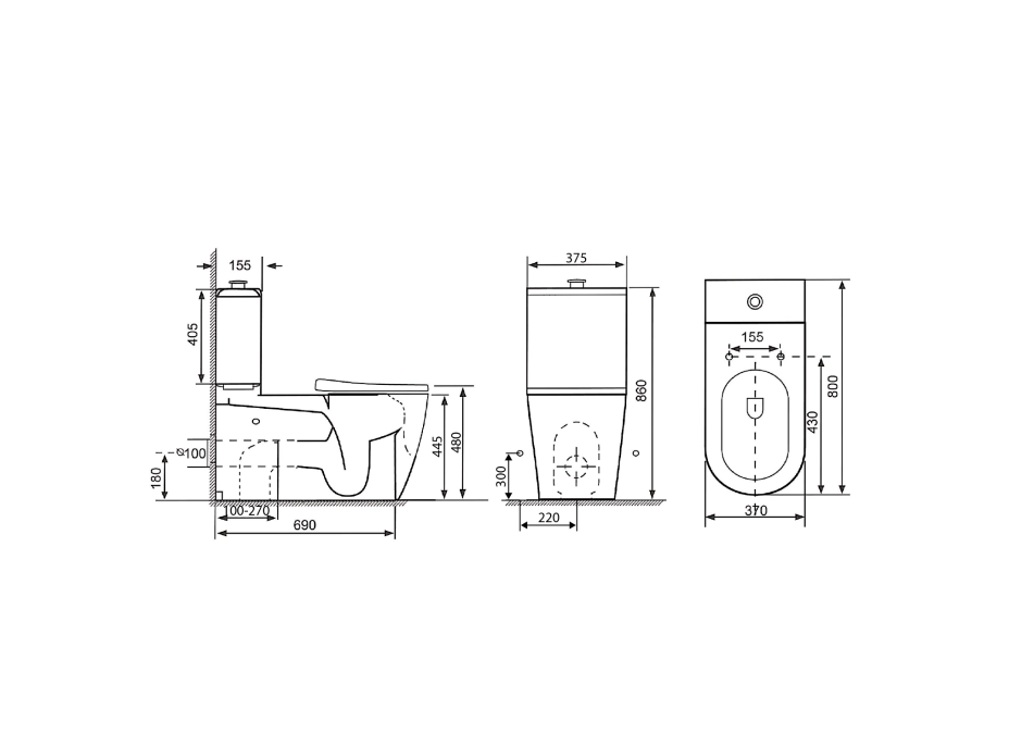 Sapho MEDIC RIMLESS WC misa pre kombi, spodný/zadný odpad, biela MC102-111