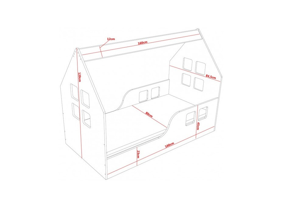 Detská domčeková posteľ HAPPY HOUSE - Okno 2 - 160x80 cm - zelená + matrac ZADARMO