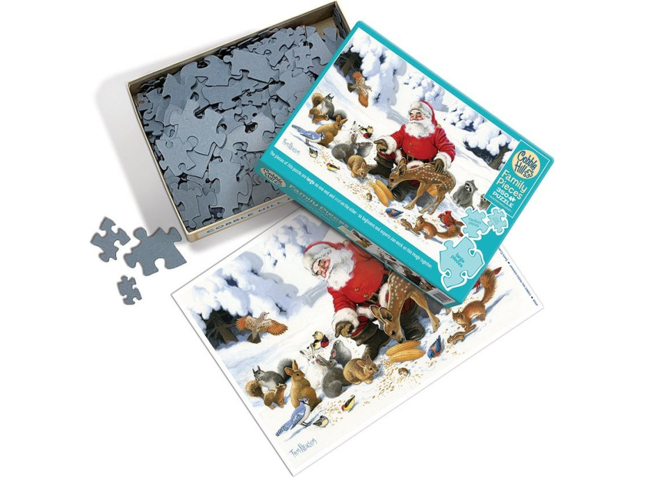 COBBLE HILL Rodinné puzzle Santa so zvieracími priateľmi 350 dielikov