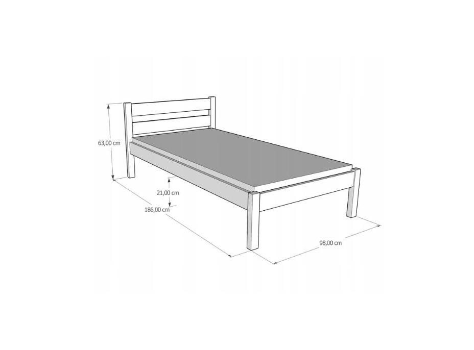 Detská posteľ z masívu KARAS 2 so šuplíkom - 180x90 cm - bezfarebný lak