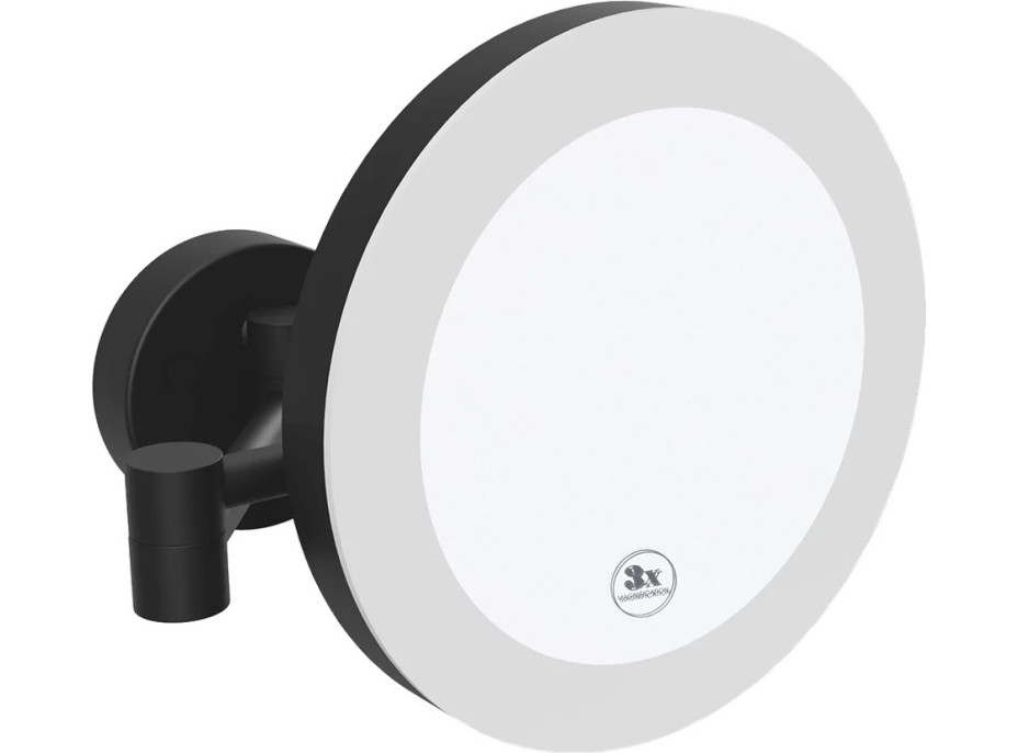 Sapho X-ROUND BLACK kozmetické zrkadlo s LED osvetlením ø 200mm, okrúhle, čierna XR016B