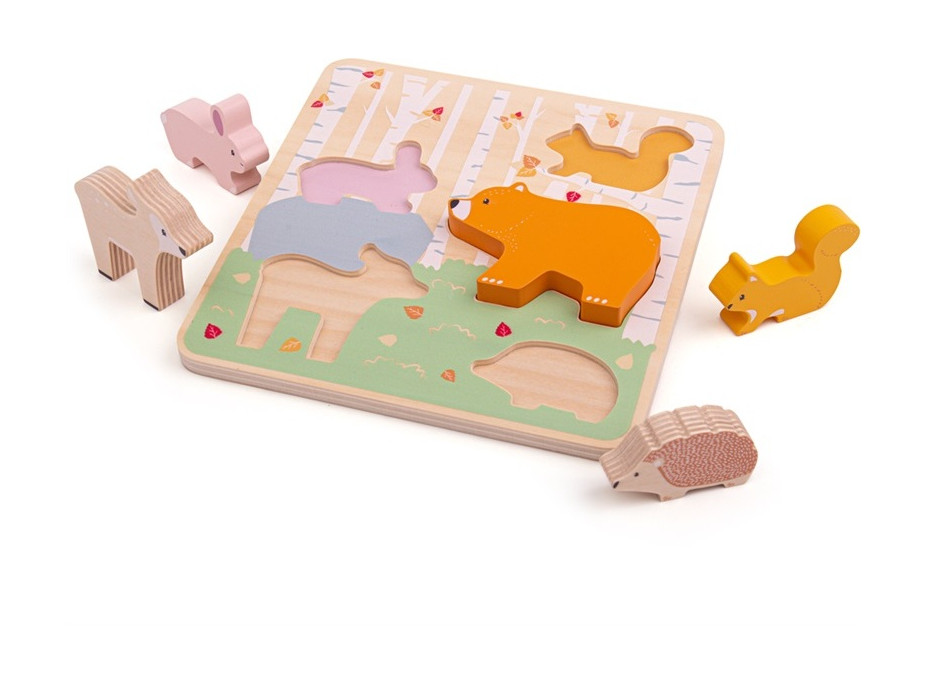 Bigjigs Baby Drevené puzzle Woodland