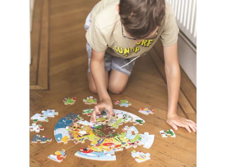 Bigjigs Toys Okrúhle podlahové puzzle Štyri ročné obdobia 50 dielikov