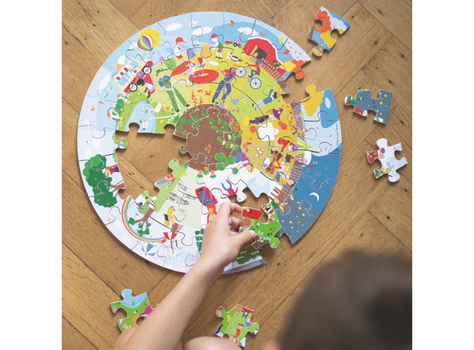 Bigjigs Toys Okrúhle podlahové puzzle Štyri ročné obdobia 50 dielikov