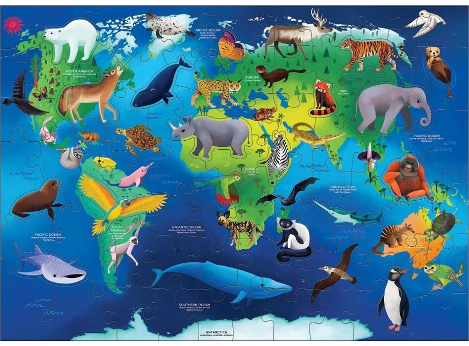 Mudpuppy Puzzle Ohrozené druhy zvierat celého sveta 80 dielikov