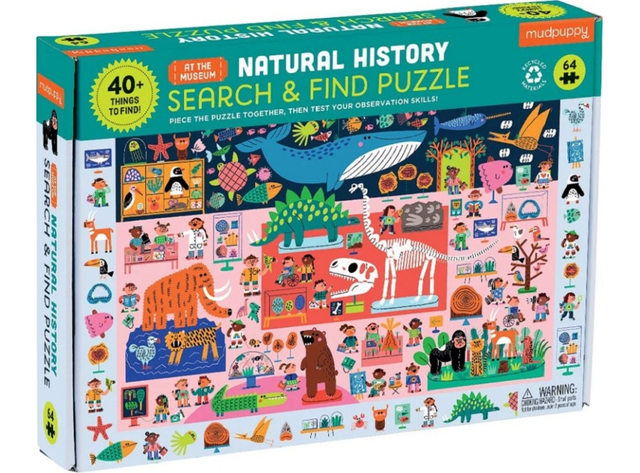 Mudpuppy Puzzle skladaj a hľadaj "Prírodovedné múzeum" 64 dielov