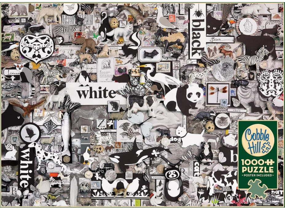 COBBLE HILL Puzzle Čierna a biela: Zvieratá 1000 dielikov