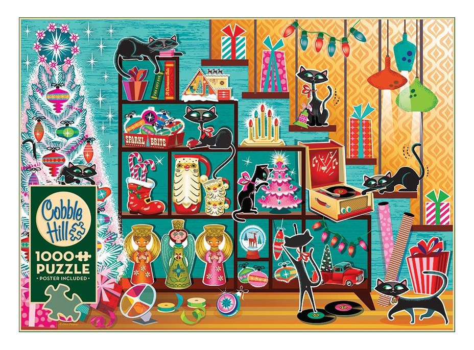 COBBLE HILL Puzzle Vianočné mačky1000 dielikov