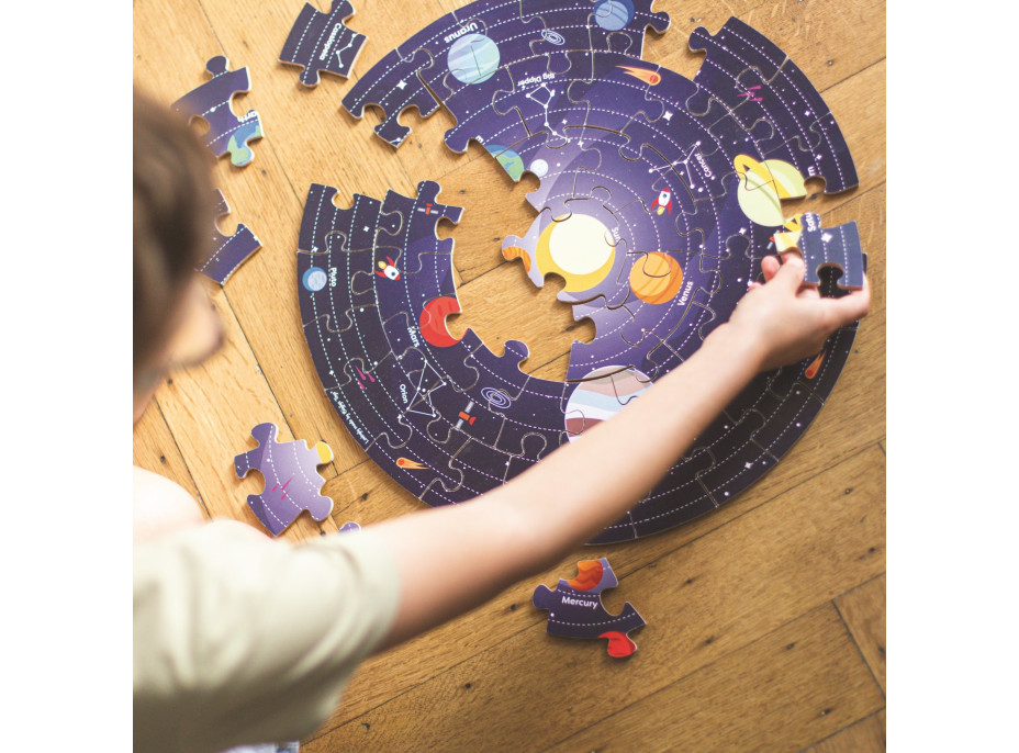 Bigjigs Toys Okrúhle podlahové puzzle Slnečná sústava 50 dielikov