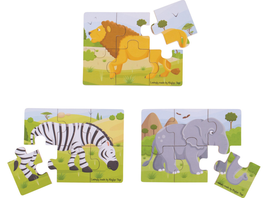 Bigjigs Toys Puzzle 3v1 safari zvieratká