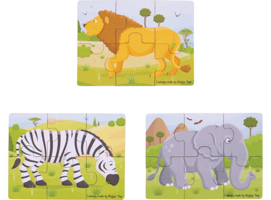 Bigjigs Toys Puzzle 3v1 safari zvieratká