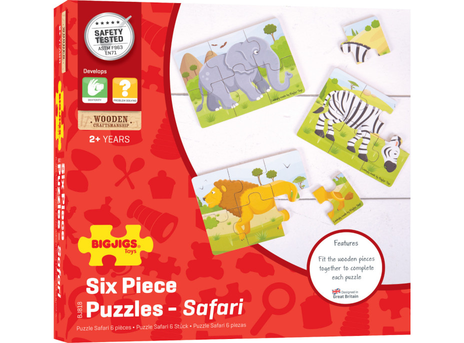 Bigjigs Toys Puzzle 3v1 safari zvieratká